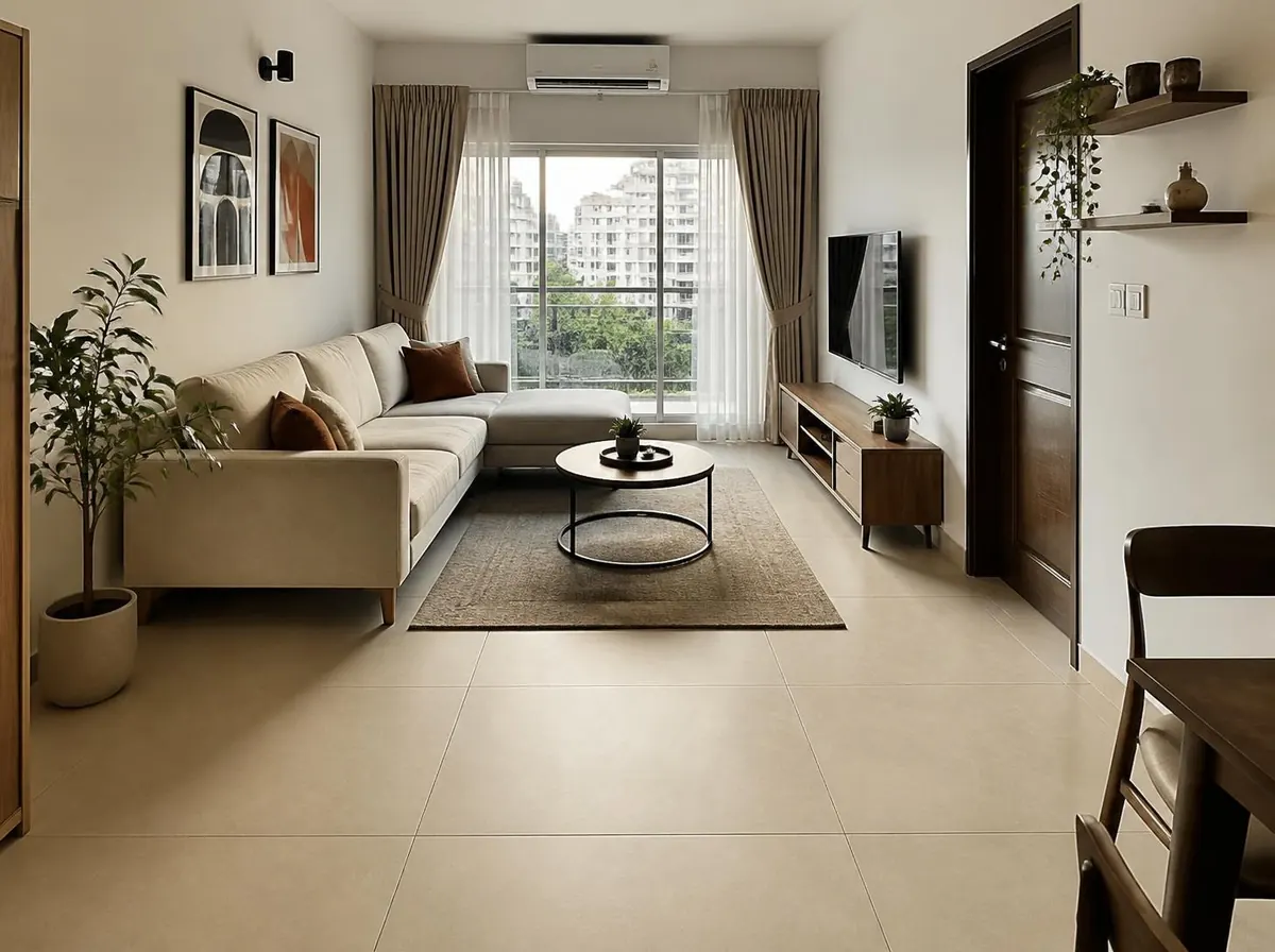 Side-by-side comparison of matte ceramic, glossy PGVT, and wood-look GVT tile samples for Bangladeshi homes